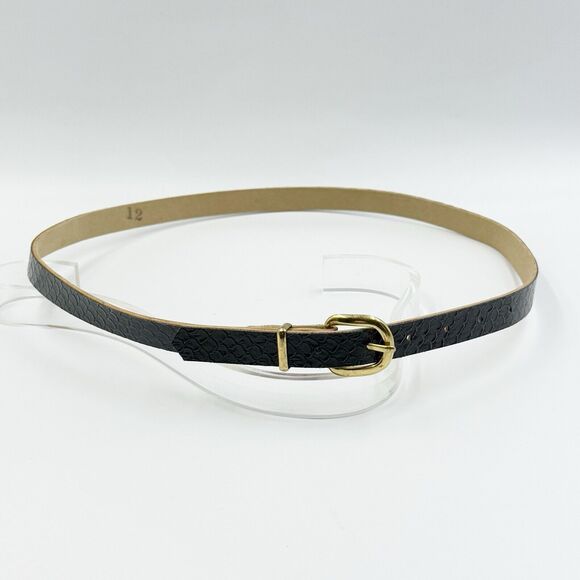 Women Gold Buckle Snakeskin Pattern Dress Belt Slim Wide Size 12 - Picture 13 of 15